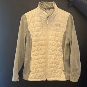 The North Face Cream and Gray Quilted Jacket